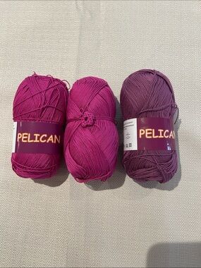 Pelican 100% Cotton Yarn - Double Mercerized.  Set of 3.